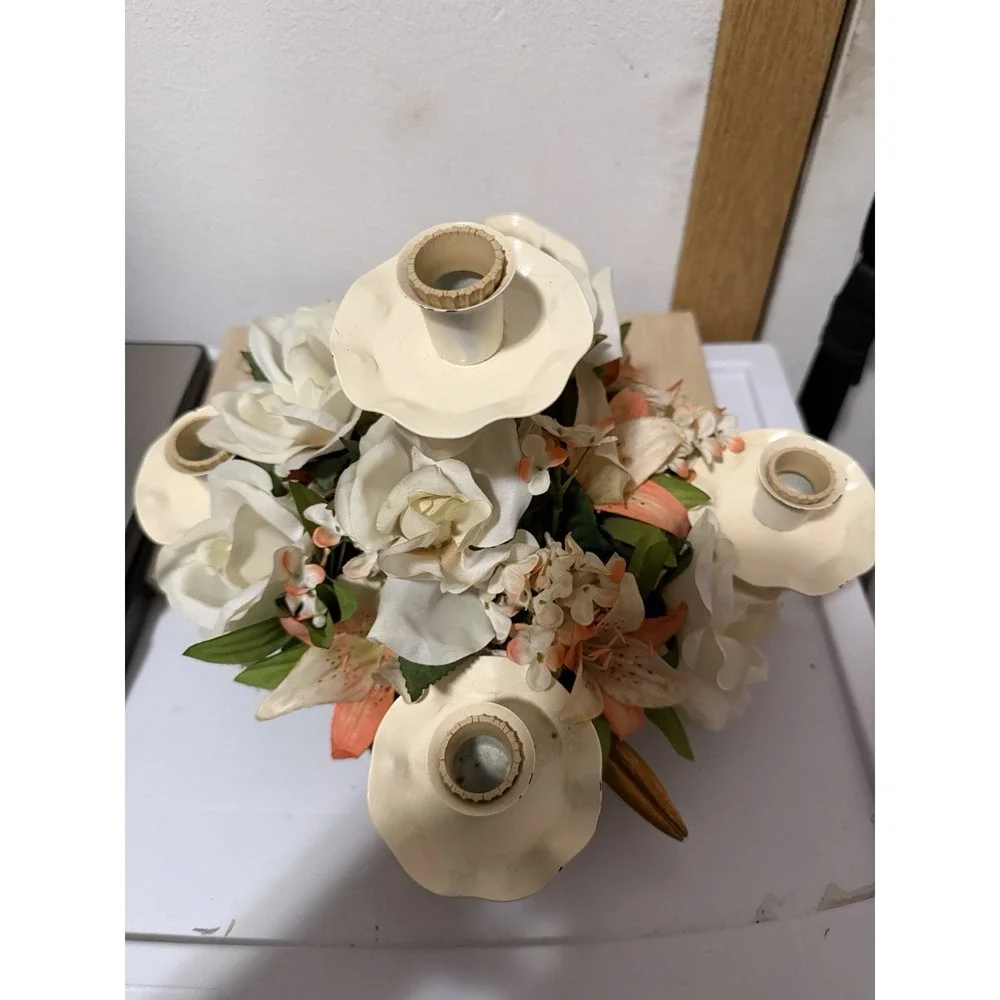 Vintage Candle Holder With Flowers